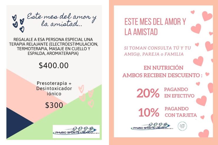 Promociones mes del amor y la amistad Physio Sports México