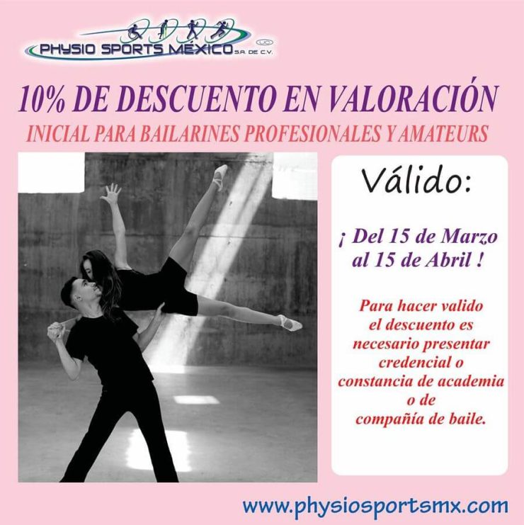 Descuento para bailarines en valoración inicial Physio Sports México